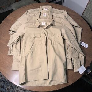 NEW Dickies Beige Long Sleeve Work Shirts Men’s Medium – 3 Pack”